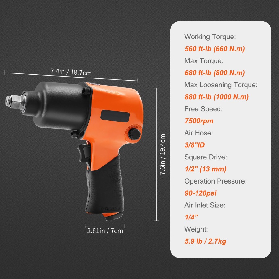 Luchtslagmoersleutel 1/2 inch  - Pneumatic Impact Wrench recensie en prijs